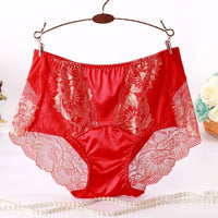 Women's Ice Silk Mid-high Waist Sexy Lace Underwear