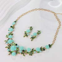 Camellia Suit Three-dimensional Flower Earrings Necklace