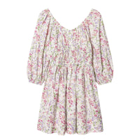 European And American-style Fashionable Floral V-neck Flared-skirt Cotton Dress