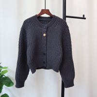 Thick Needle Design Sense Niche Sweater Coat Loose Round Neck Long Sleeve Temperament