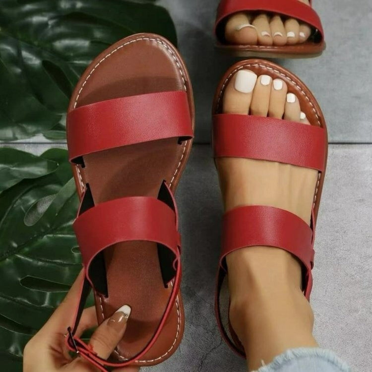 Female Plus Size Buckle Flat Round-toe Sandles