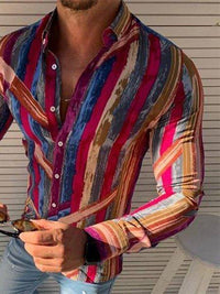 Long Sleeve Shirt Simple Printed Men's Casual Printed Shirt