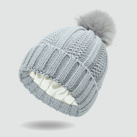 Elastic Satin Knitted Hat Loose And Warm Ladies
