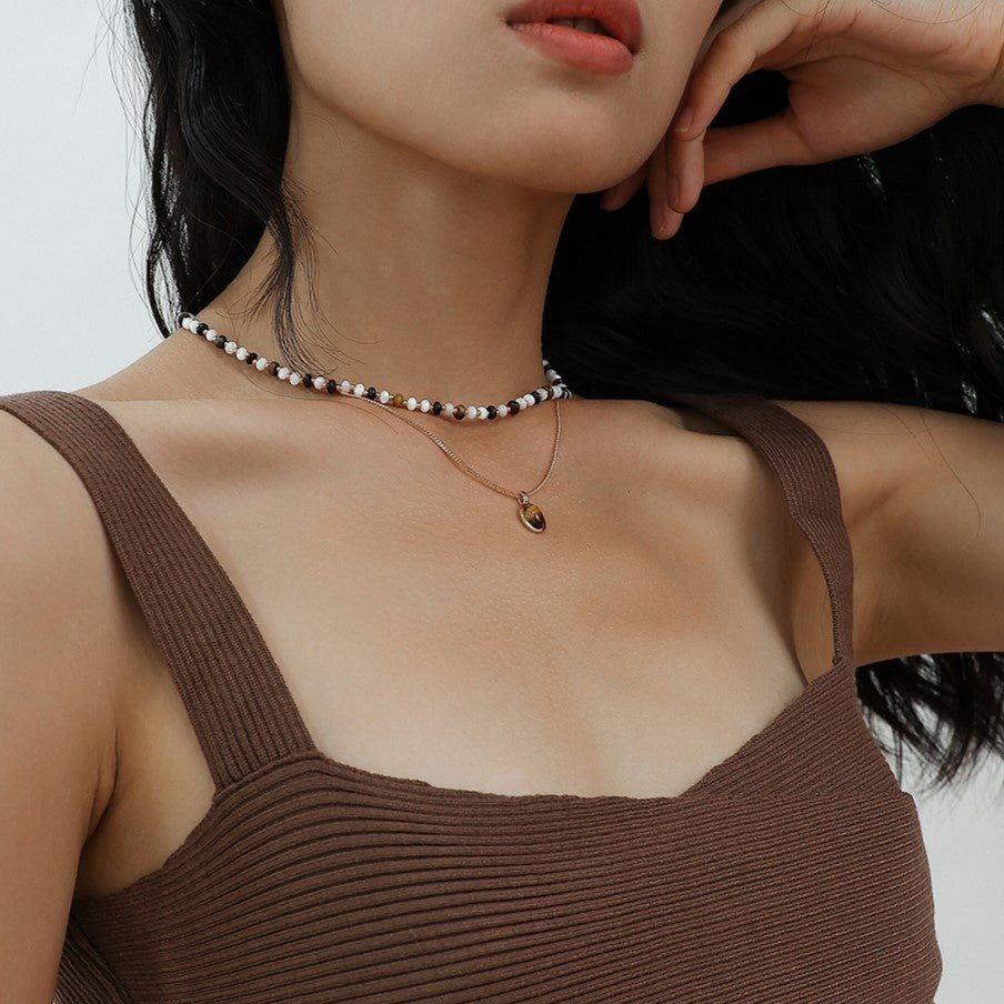 Black Agate Clavicle Chain Female Titanium Steel Ornament