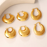 Fashion Exaggerated Metallic Gold Earrings, Simple & Versatile C-Shaped Half-Round Hoop Earrings