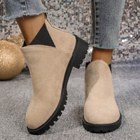 Low-cut Round Head Chunky Heel Sleeve Women's Martin Boots