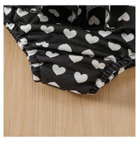 Letter Printed Round Neck Girls' Romper Father's Day Three-piece Suit