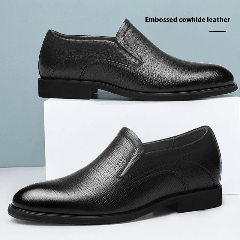 Invisible Height Increasing Insole 8cm Business Slip-on Leather Shoes