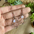 Retro Lotus Flower Waterdrop-Shaped Earrings Inlaid With Moonstone