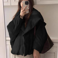 Large Lapel Cotton-padded Coat For Women