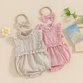 Lace Jumpsuit Girls' Sleeveless Baby Bodysuit Romper Headscarf
