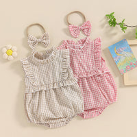 Lace Jumpsuit Girls' Sleeveless Baby Bodysuit Romper Headscarf