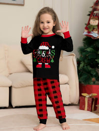 Christmas Hat Cartoon Letters Red And Black Plaid Printed Parent-child Christmas Suit