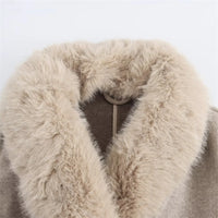 Style Fashion Simple Artificial Fur Effect Woolen Coat