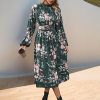 Floral-print Elegant High-waisted Dress