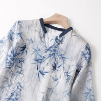 Commuter-style Loose Top For Women Cotton-linen Slimming Tea Gown