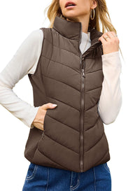 Simple Stand Collar Women's Thick Thermal Quilted Vest