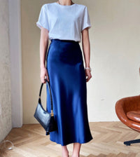 Triacetate Satin High Waist Slimming Skirt Hip-wrapped Fishtail Skirt