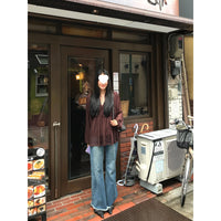 Women's Strapped Chiffon Top Lantern-Sleeve Shirt