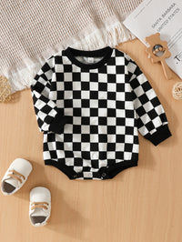 Baby Clothes Jumpsuit Triangle Chessboard Plaid Pullover Sweater