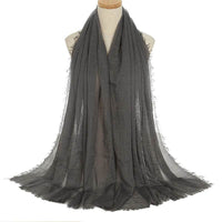 Pleated Viscose Yarn Monochrome Scarf Natural Wrinkled Cotton And Linen Burrs