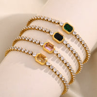 Fashionable All-Match Stainless Steel 18K Gold-Plated Zircon Bracelet