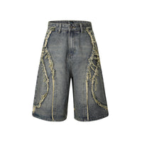 High-Street Nostalgic Washed Straight-Leg Sophisticated Casual Short Denim Jeans