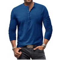Button Washed Old V-neck Men's T-shirt