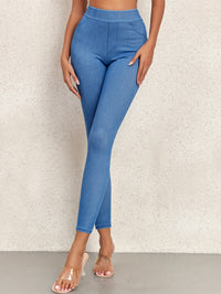 Denim-look Yoga Fitness Pants With A Butt-lifting Form-fitting Design