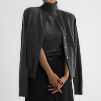 Womens Turtleneck Sleeveless Base Layer Top Sweater Cardigan Set