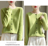Round Neck Sweater Women's Simple All-match Cashmere Knitted Cardigan