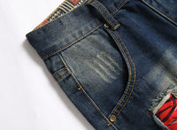 Hole Patch Jeans Men's Flanging