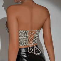 Women's Low-cut Diamond-shaped Steel Ring Fishbone Lace-up Vest