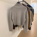 French Loose High Collar Short Section Cashmere Sweater Women