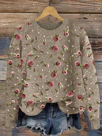 Womens Crew-neck Top With Animal Print