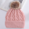 Warm Leisure Flanging Pompons Knitted Hat