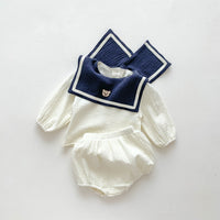 Academy Style Long Sleeved Set Baby Navy Collar Top