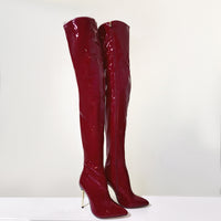 Womens Fashionable Over-the-knee Plus-size Metal-heel Boots
