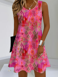 Sleeveless 3D Digital Print French-style Slip Dress