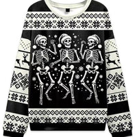 Christmas Cat Hat Snowflake Print Women's Round Neck Sweatshirt