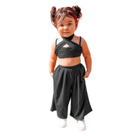 Fashion Spring And Summer New Girls Hanging Neck Off Two Piece Suit