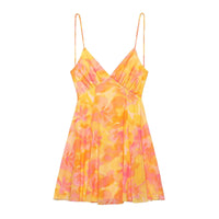 Printed V-Neck Leopard-Print Strap Short Dress For Women