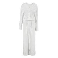 Womens Knitted Loose And Cozy Long-Sleeve Top And Pants Two-Piece Set