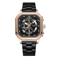Waterproof Square Couples Multifunctional Calendar Steel-Strap Fashion Watch