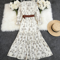 Spring New Womens Printed V-Neck Dress