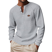 Waffle Buckle Quick-drying Raglan Henry Long Sleeve