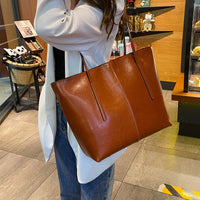 Leather Tote Oil Wax Leather Shoulder Bag For Girls