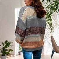 Striped Contrast Color Temperament Youthful-looking Sweater