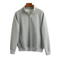 Solid Color Polo Shirt Men's Loose Half Zipper Waffle Sweater