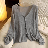 Women's Linen Cardigan With Skirt Collar Thin Hollow Breathable